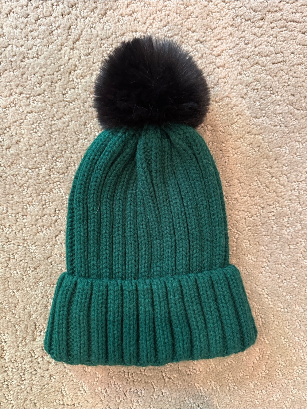 Nordstrom BP. Green Knit Beanie with Removable Black Pom